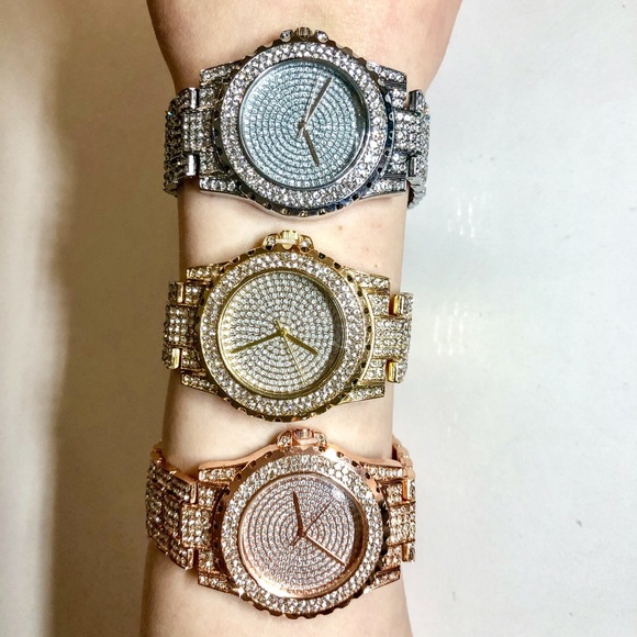 Rose Gold Crystal Covered Watch - Picture 5 of 8